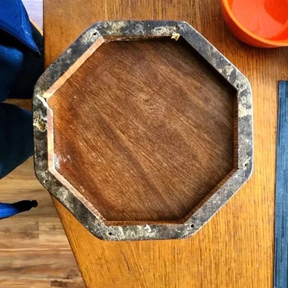 Vtg MCM Wooden Kitchen 1 of 4 Canister Kitchen Food Storage Teak Octagon - Picture 5 of 5